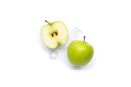 白色背景上的绿苹果图片