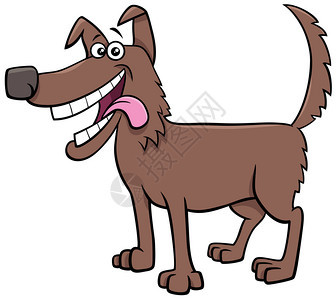 喜棕色狗漫画动物角的插图图片