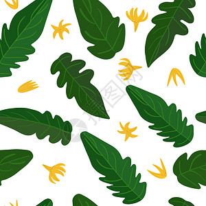 饼干包装黄瓜叶和鲜花无缝图案蔬菜壁纸织物设计纺品包