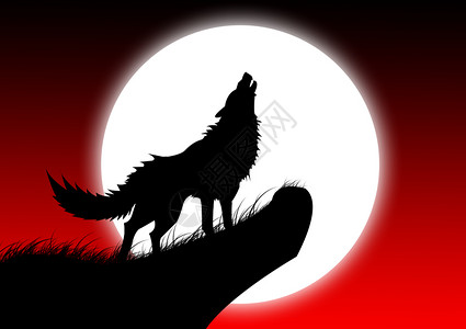 红太狼月亮红狼背景