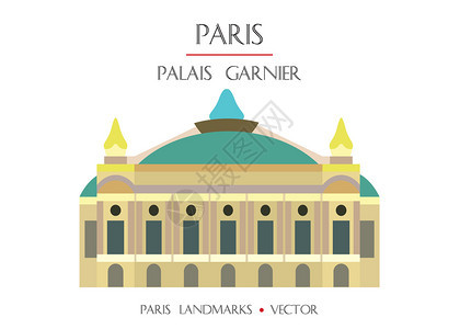 彩色矢量palisgrne帕里斯歌剧图书馆博物著名的巴黎里程碑france矢量平面图解孤立在白色背景上streaxplicato图片
