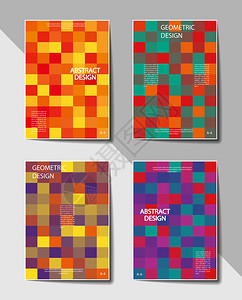 以平面颜色几何模式格a4随意现代颜色彩多的背景适用于传单海报横幅或广告牌和小册子图片