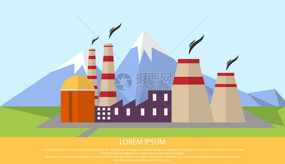 以山为背景的核电热站图片