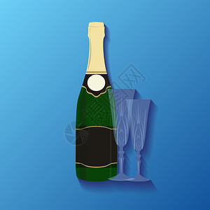 一瓶香槟和杯子的插图让你有创造力图片