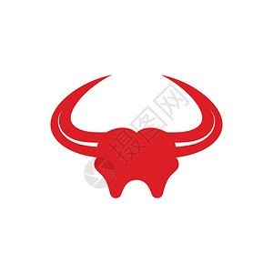 烧公公牛角徽标模板矢量图插设计插画