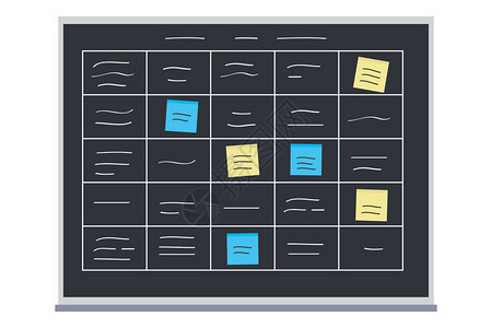 黑板上的方法论任务贴满便签卡的任务板平面矢量图方法论任务在黑板上黑板上满是任务图片