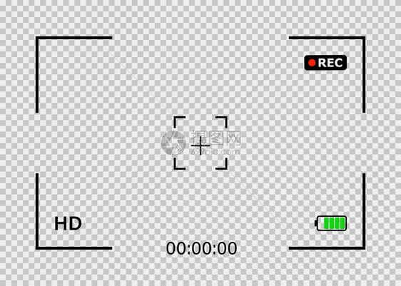 相机框架孤立的矢量模板视频记录器的查看屏幕视频相机查看显示器的重叠覆盖eps10图片