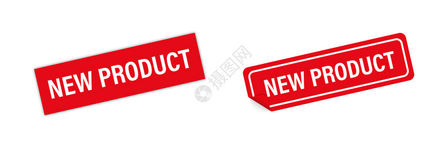 红贴纸新产品矢量孤立的红色标签新产品矢量有阴影的曲线角横幅销售标签价格传单标签eps10图片