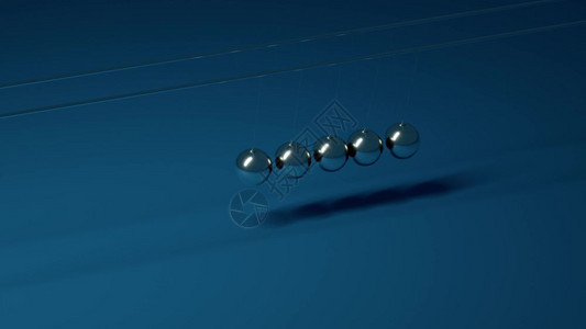 牛顿摇篮装置移动模型使用一系列蓝色背景的摇摆球显示动力和能量的节4kuhd视频3840216p摇篮模型移动图片