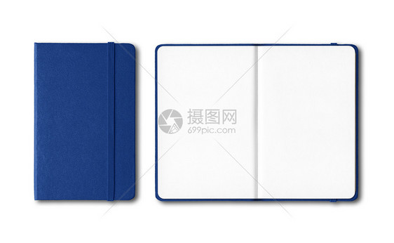 海洋蓝色封闭和开放笔记本白色上隔离的模拟白色上隔离的海洋蓝色封闭和开放笔记本图片
