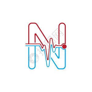 n字母带有脉冲线标识图矢量元素符号模板图片