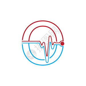 带有脉冲线标志矢量元素符号模板的o字母脉冲线标识矢量元素符号模板图片