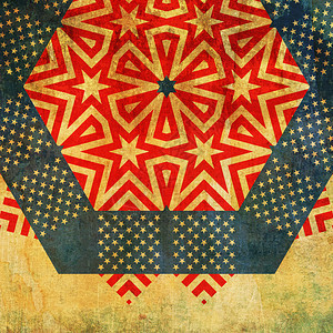 红条纹和白恒星抽象几何装饰板块设计图片