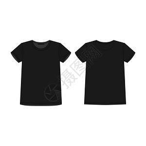 技术素描儿童黑t衬衫儿童恤设计模板前向和后矢量说明技术素描儿童黑t衬衫设计模板儿童t恤设计模板图片