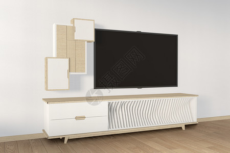 tv构思中装有现代zen房间风格的木板最小设计3D图片