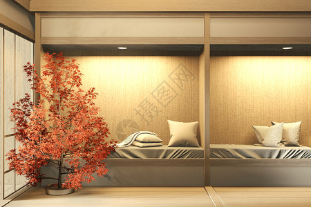 日本游海报室内取风格的室内3D背景