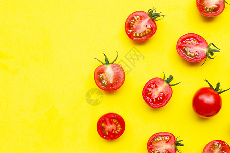 黄色背景上的番茄高清图图片