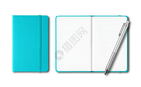 aquble关闭和打开的笔记本用在白色上隔离的笔blu关闭和打开的笔用在白色上隔离的笔图片