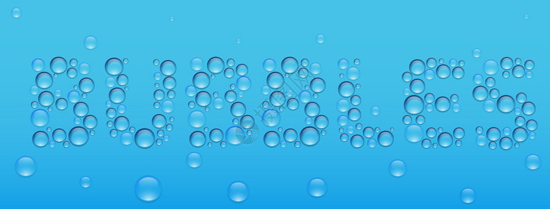 蓝色背景上的气泡字体图片