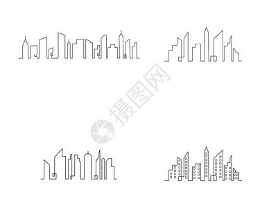 线条城市剪影设计矢量插图图片