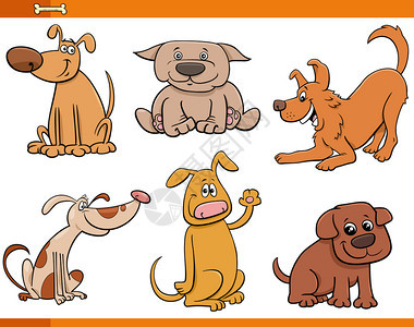 漫画插图可爱狗和小动物人图片