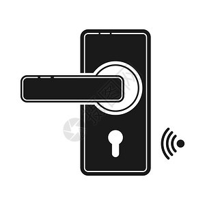 带有键卡或wifsmplefatdesign用于网络ites和应用程序的锁门图标图片