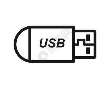usb闪存驱动器空大纲网站和应用程序的简单平板设计图片