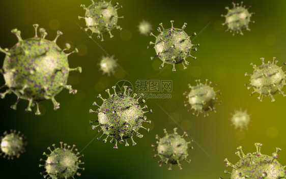 冠状爆发微生物学和概念3D图片