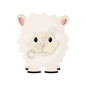 苏巴什古城卡通可爱的幼羊矢量说明插画