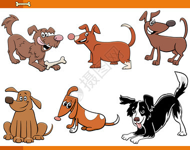 有趣的狗和小漫画插图图片