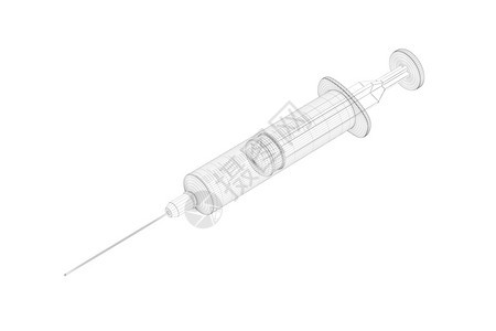 3D注射器电线框架模型图片