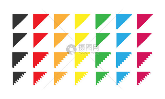 用于装饰和设计的一组颜色矢量角图片