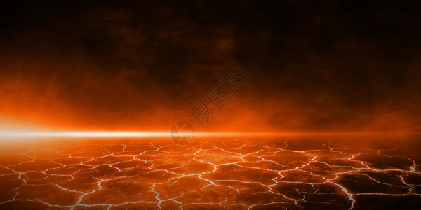 火山爆发后红色破碎地面质的热3d抽象视角背景图片