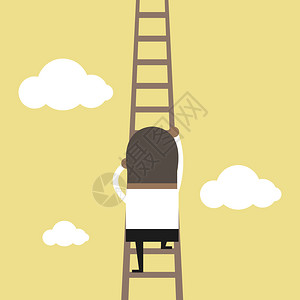 长高季商人爬上天梯插画