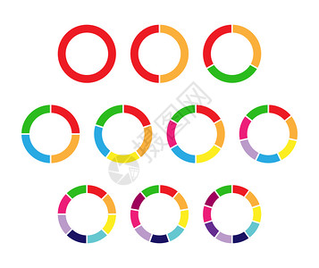 12345678910个步骤或章节的一套彩色派图以说明业务计划信息报告简单设计种群矢量说明图片