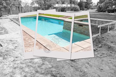 游泳池建筑工地有图片照框含有已完成的项目背景图片