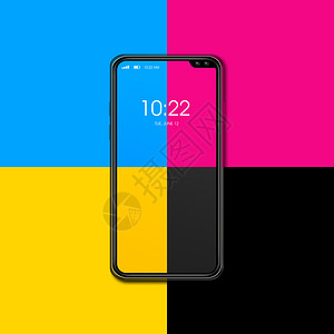 在颜色背景上隔离的cmyk智能手机3d化图cmyk智能手机在颜色背景上隔离化图图片
