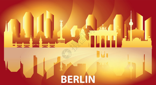 Berlin地标的平面图示旅行概念的全景图示德意志旅游和行矢量背景存图示图片