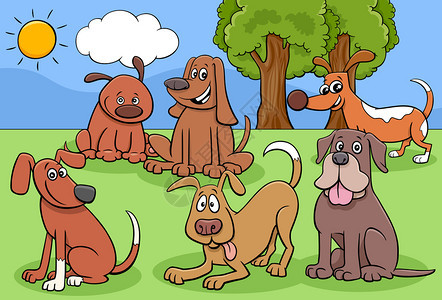 狗和小宠物动漫画角色组插图图片