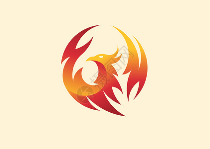 国朝凤凰简单而优雅的凤凰圆形矢量说明插画