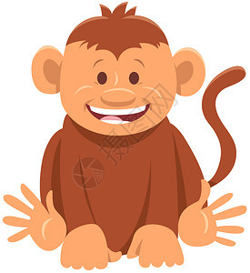 漫画插图可爱快乐的猴子漫画动物人图片