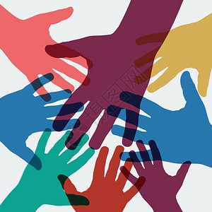 会声会影汇聚矢量背景团队工作双手交叉插画