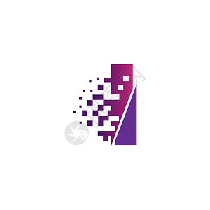 字体在i字母标识设计在概念划线中使用数字像素插画