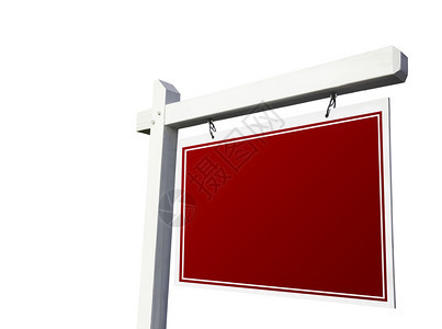 白色背景上孤立的空白红色房地产标志图片