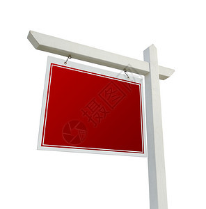 白色背景上的空红色房地产标志图片