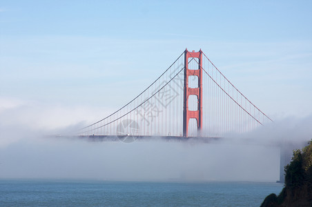 清晨雾中金门桥圣弗朗西斯科加州美图片