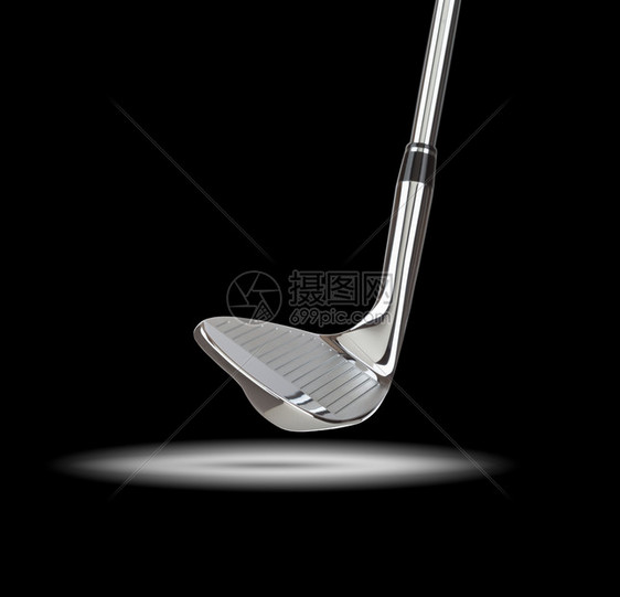 染色体高尔夫球俱乐部黑底的亮光下结铁图片