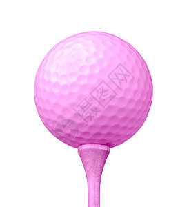 粉红色高尔夫球和te孤立在白色背景图片