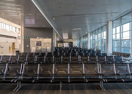 由于科罗纳流行旅受到限制机场典型终端空座因为有限制旅行机场空座图片
