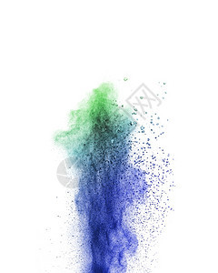 白色背景的垂直多粉末喷洒或绿和蓝的爆炸复制空间白背景的抽象多色垂直粉末爆炸图片